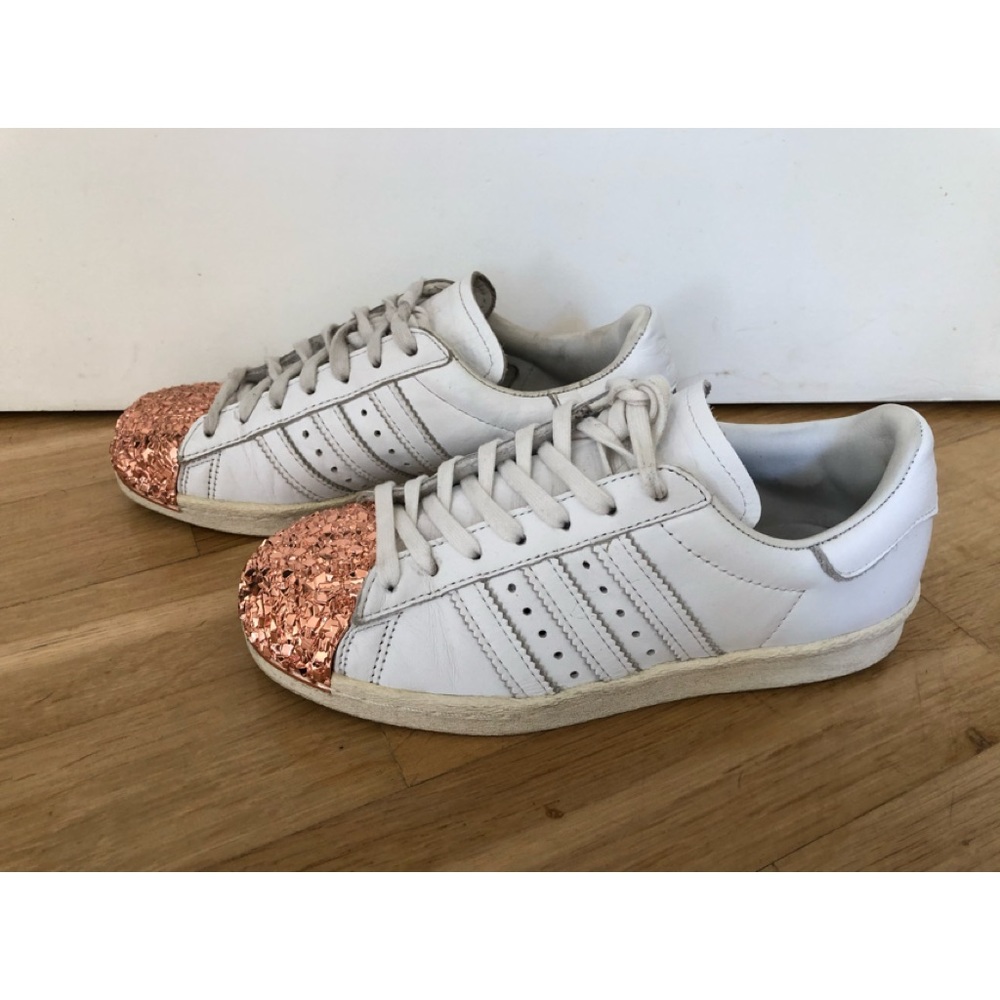 Adidas metal toe sneaker shoes sneakers white rose gold leather superstar Stan 5